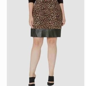 Michael Kors Animal Print Skirt with Dark Trim